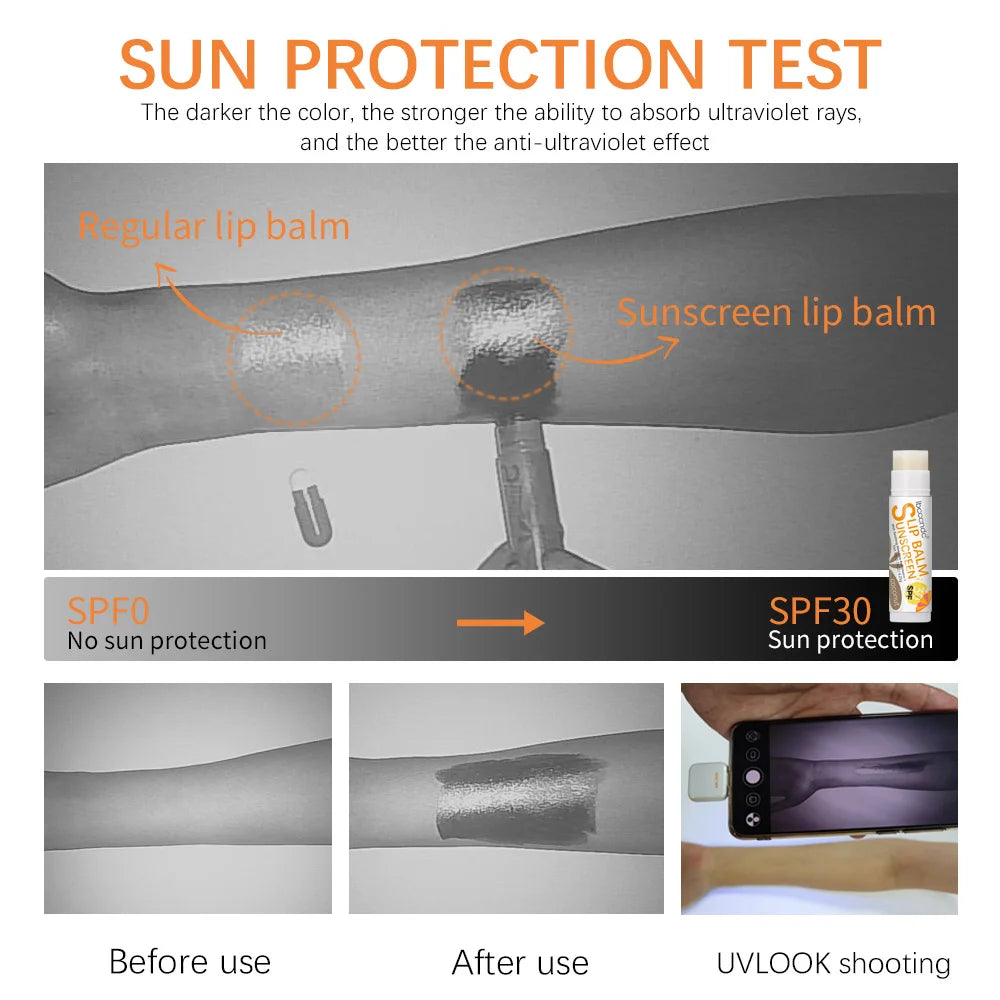 SPF30 Sunscreen Lip Balm UV protection test – VELOURA SKIN